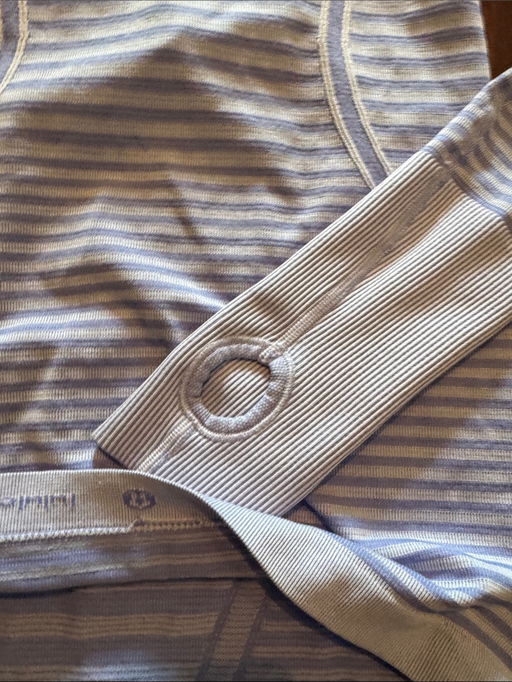 lululemon athletica Light Blue & White Striped Long Sleeve Top - Picture 3 of 5